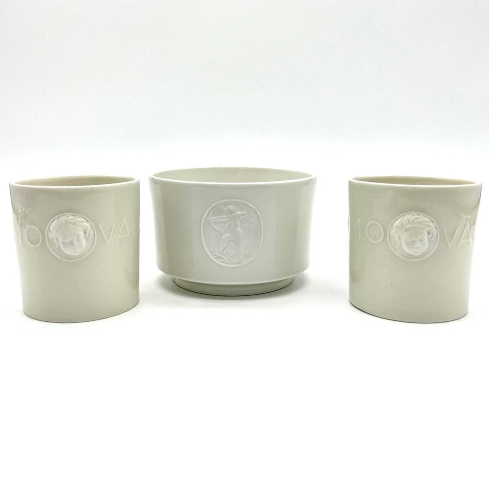 KPM Valete Curae In Fumo‎ Porcelain Cigarette Holder Set Ash Tray Trinket Dish